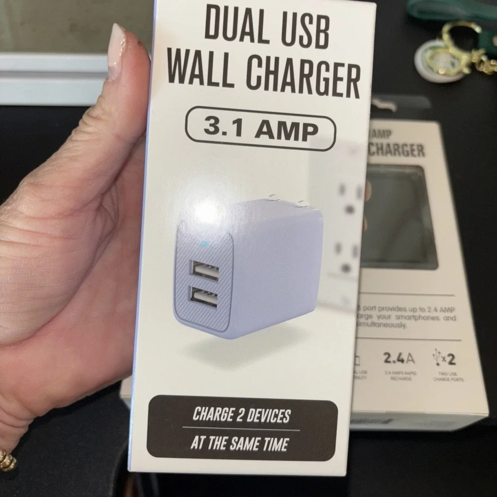 (3)Dual USB 2-Port 3.1 Amp Wall Charger Brand New Sealed - Blue White Black 3763